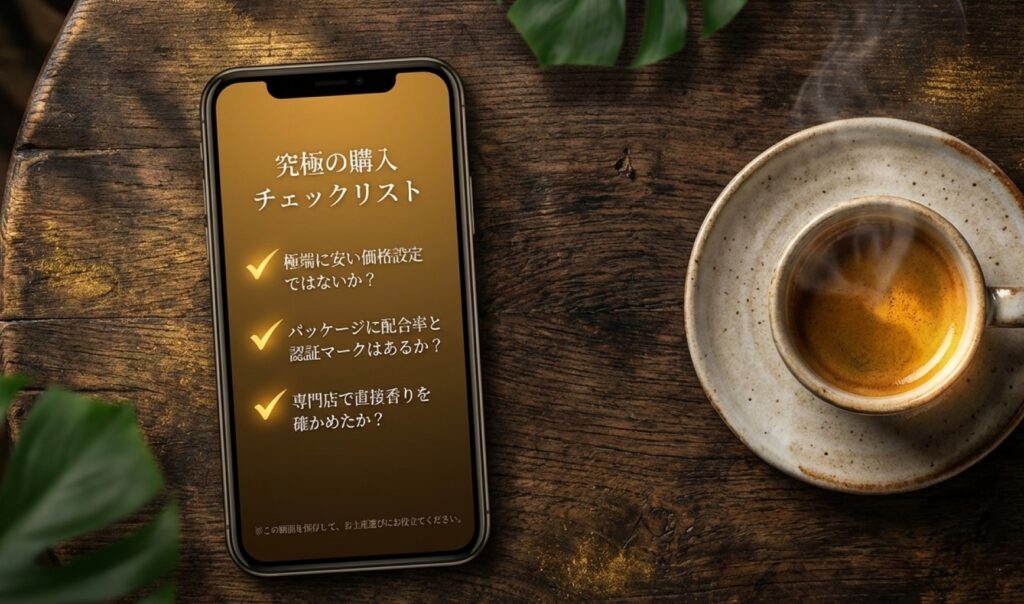 価格、配合率、認証マーク、香りの確認など、購入前に確認すべき3つのチェックポイント