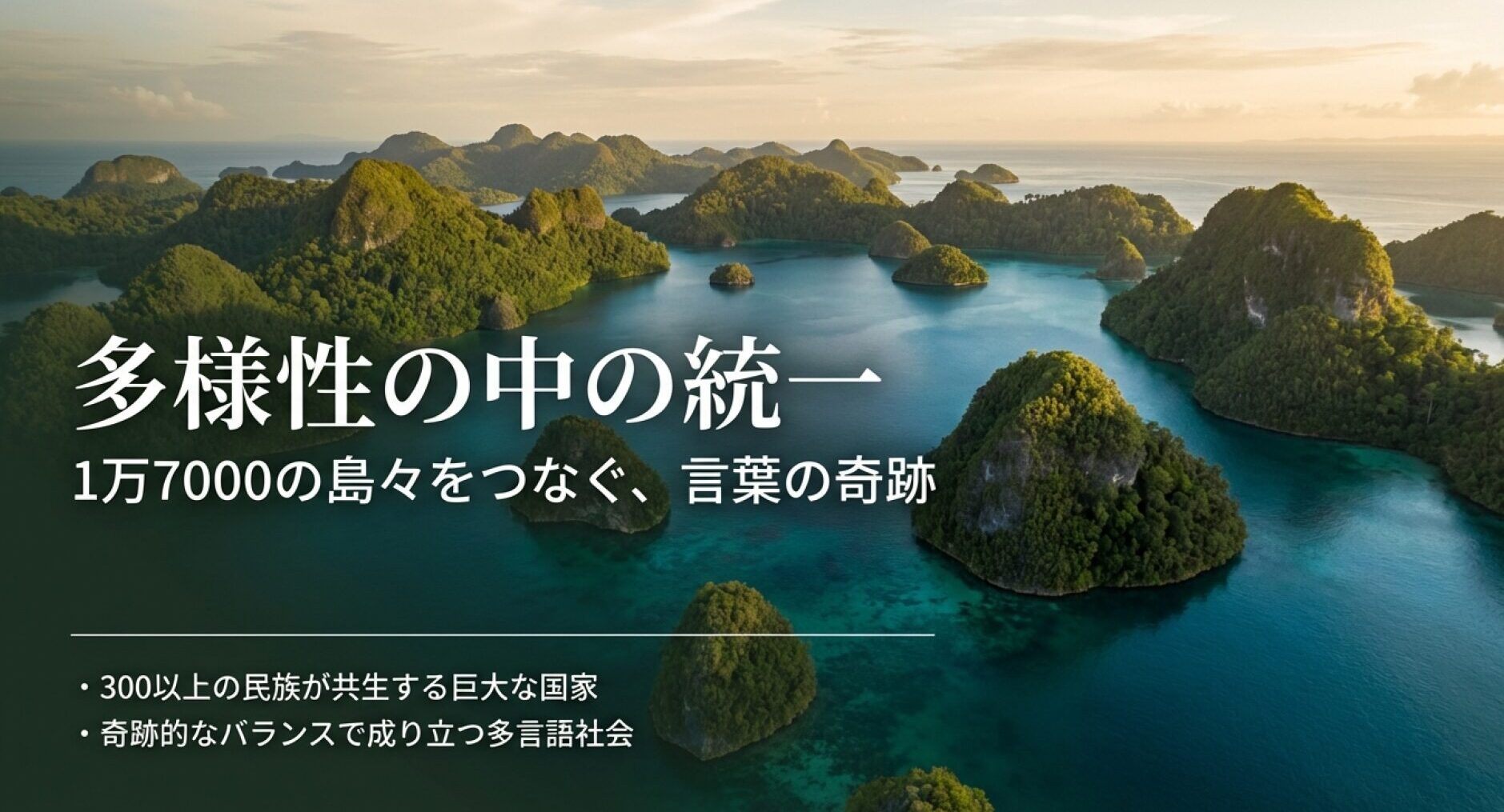 1万7000の島々と300以上の民族が共生するインドネシアの多様性を象徴するスライド