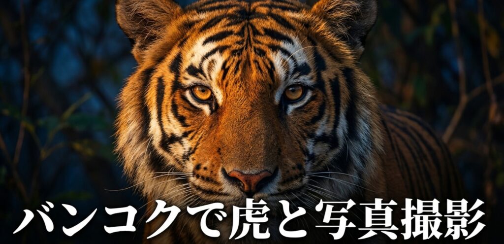 バンコクで虎と写真撮影をするための情報。表紙タイトル。